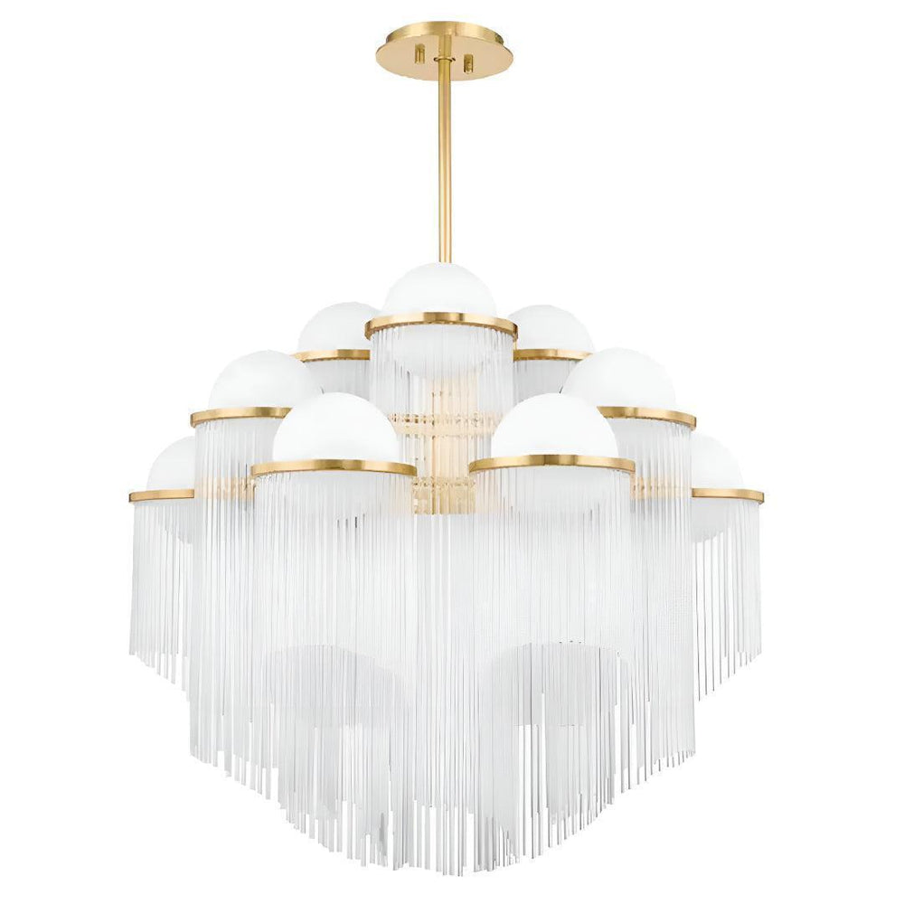 12 Light Art Deco Crystal Chandelier With Cascading Rods
