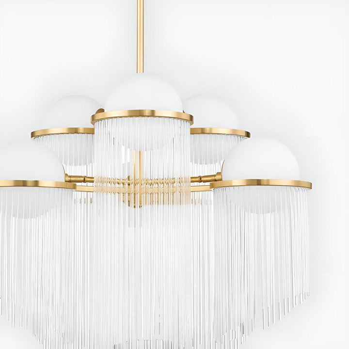 12 Light Art Deco Crystal Chandelier With Cascading Rods