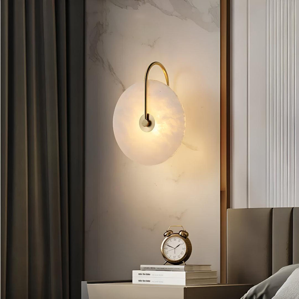 Alabaster Wall Light With Circular Disc Design