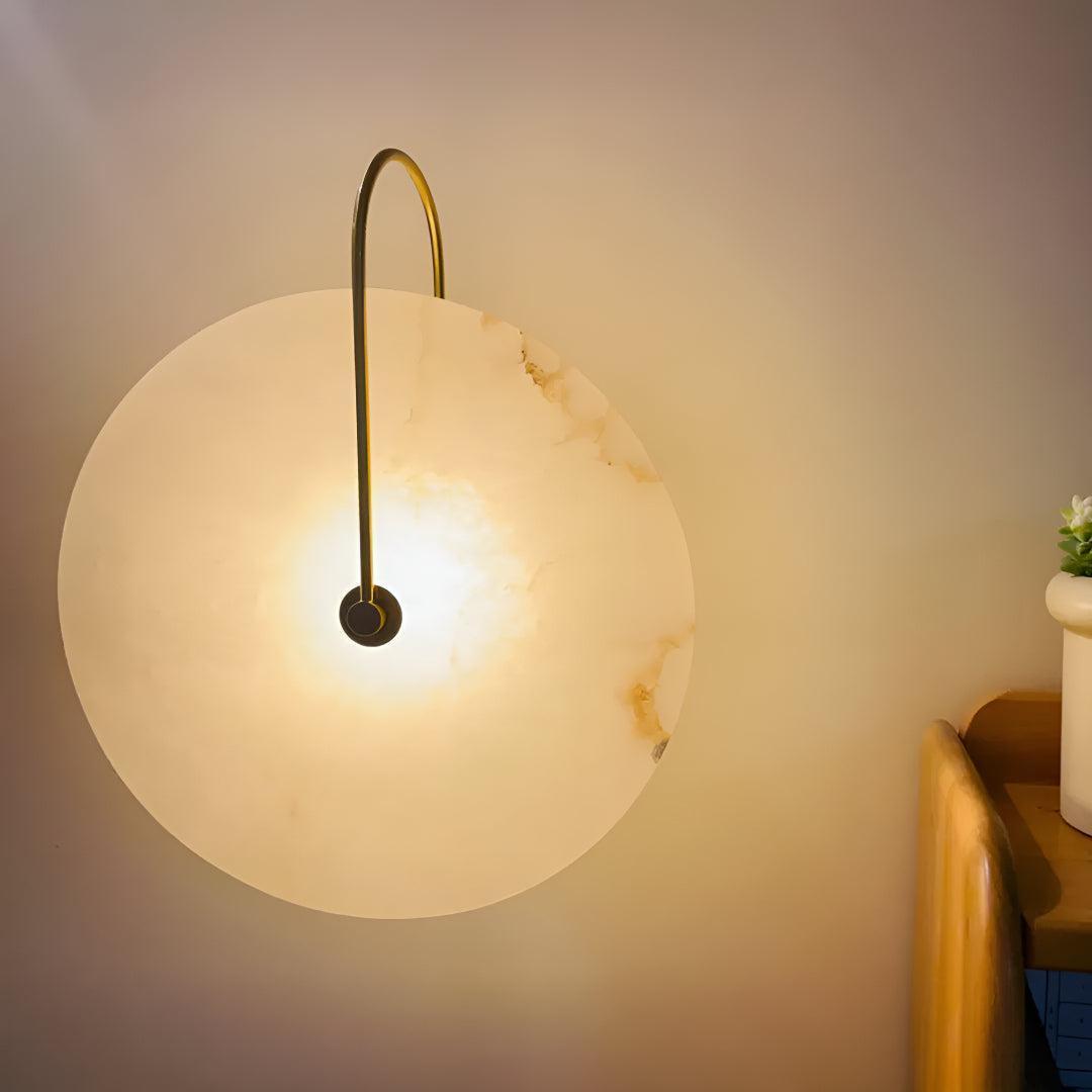 Alabaster Wall Light With Circular Disc Design