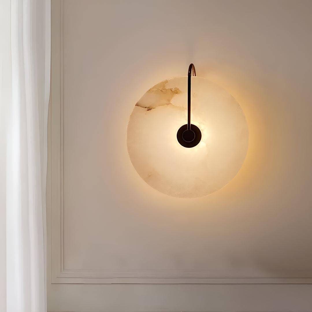 Alabaster Wall Light With Circular Disc Design