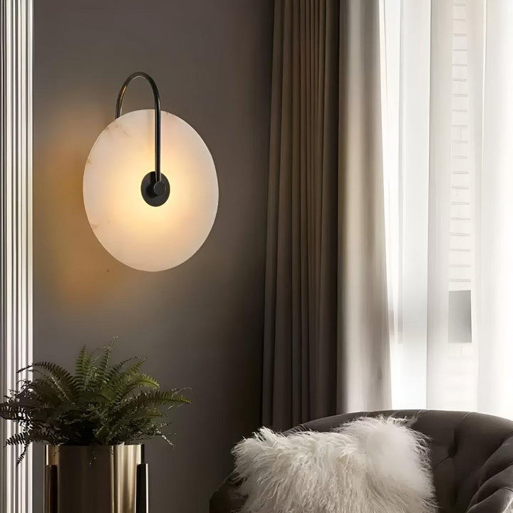 Alabaster Wall Light With Circular Disc Design