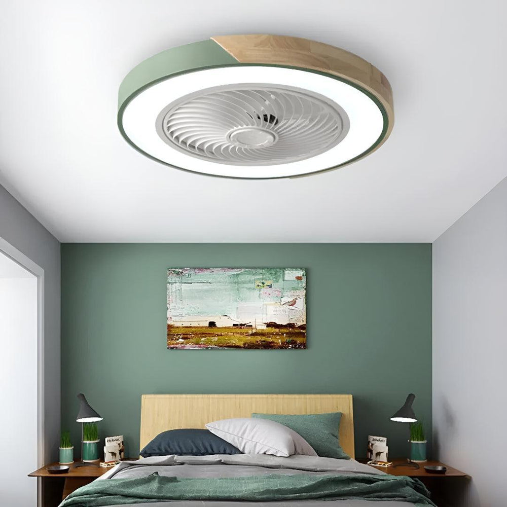 Bladeless Semi Flush Ceiling Fan With Light And Remote Control