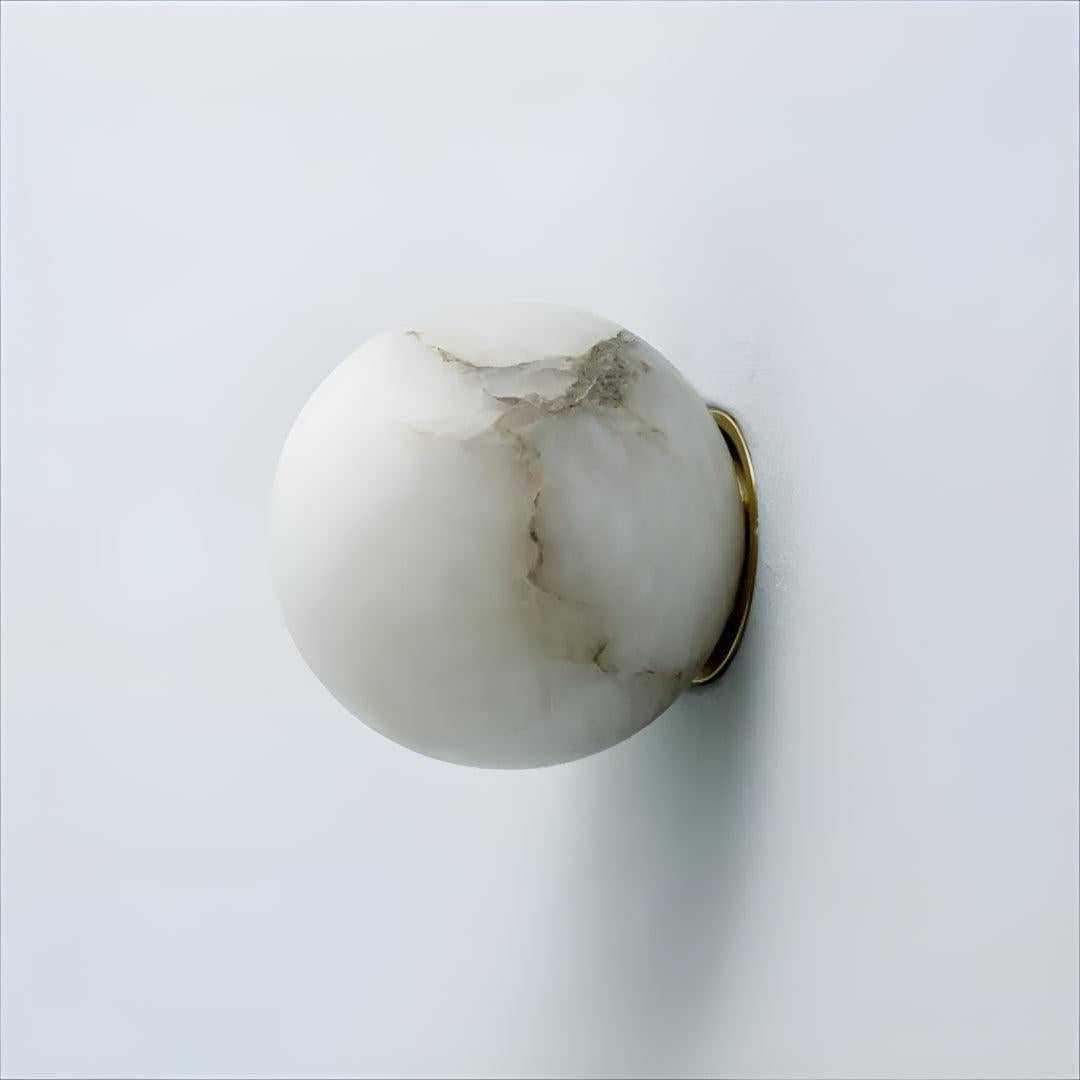 Contemporary Indoor Marble Wall Light With Ambient Sphere Illumination