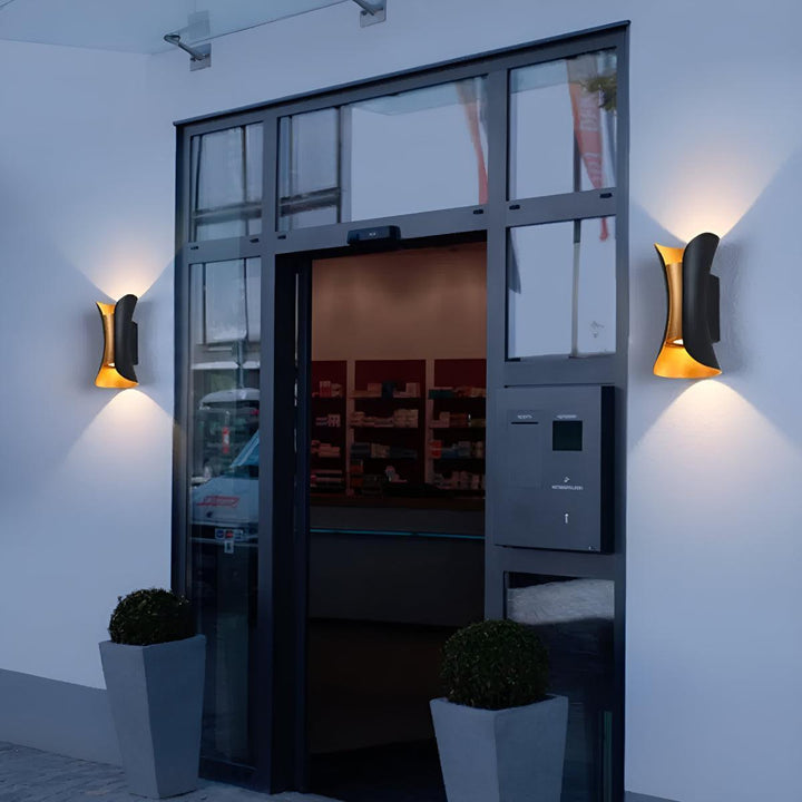 Curved Outdoor Wall Light with Up Down Lighting Design