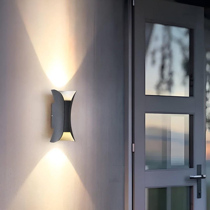 Curved Outdoor Wall Light with Up Down Lighting Design