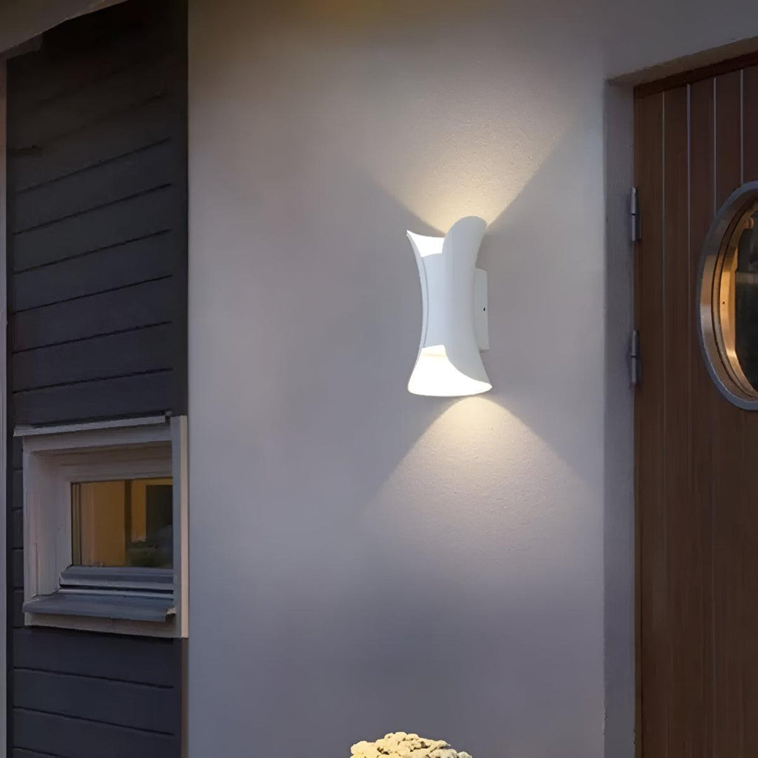 Curved Outdoor Wall Light with Up Down Lighting Design