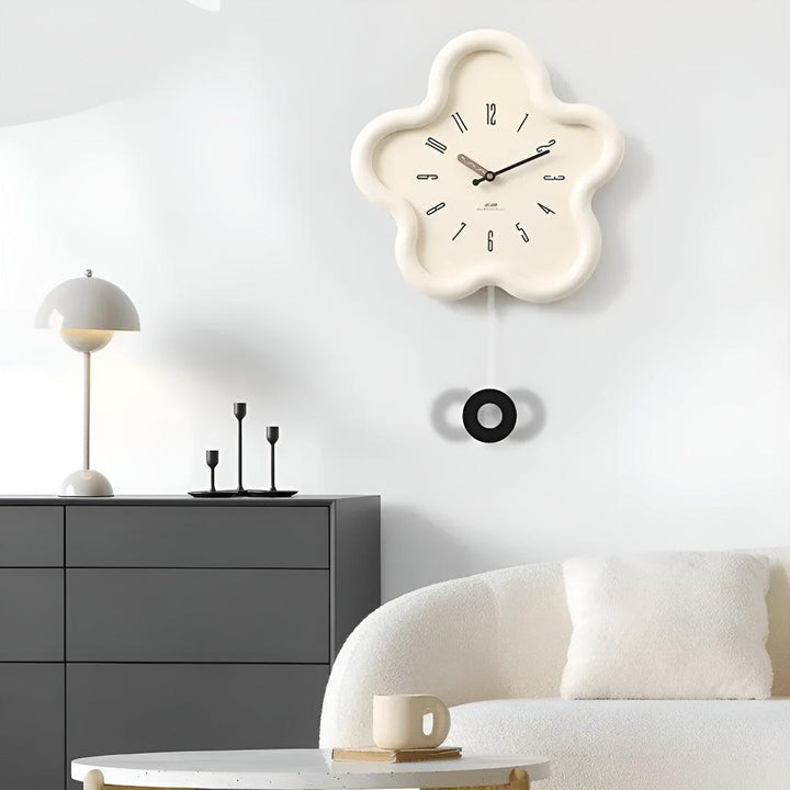 Decorative Flower Wall Clock With Silent Pendulum