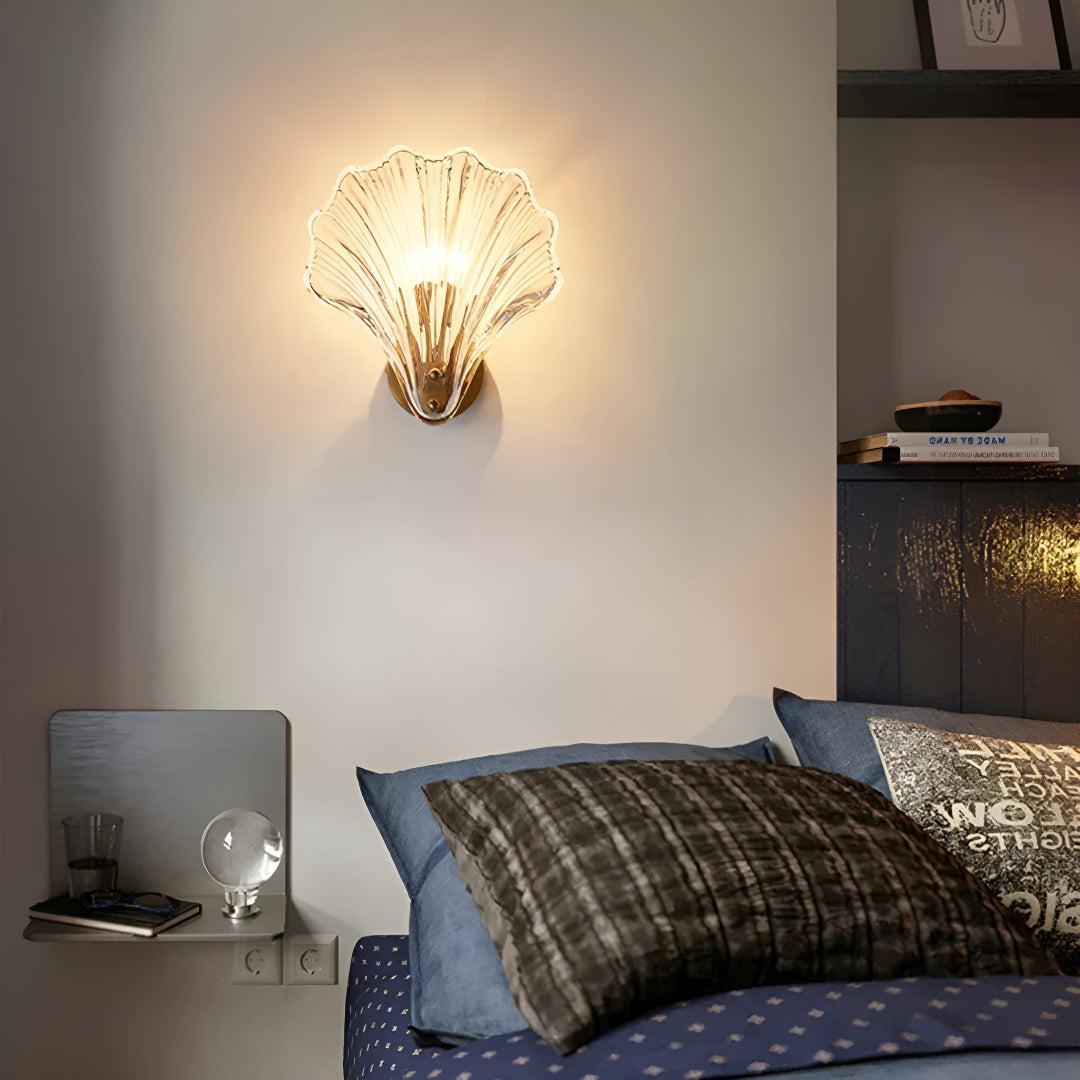 Decorative Shell Glass Wall Light Sconce With Ambient Lighting