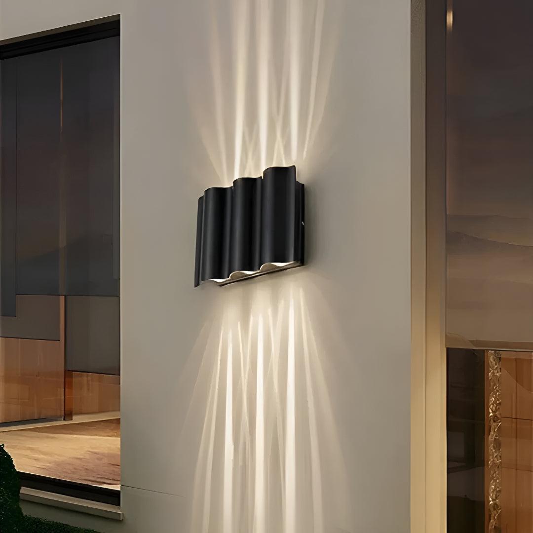 Exterior Waved Curved Wall Light With Up And Down Lighting