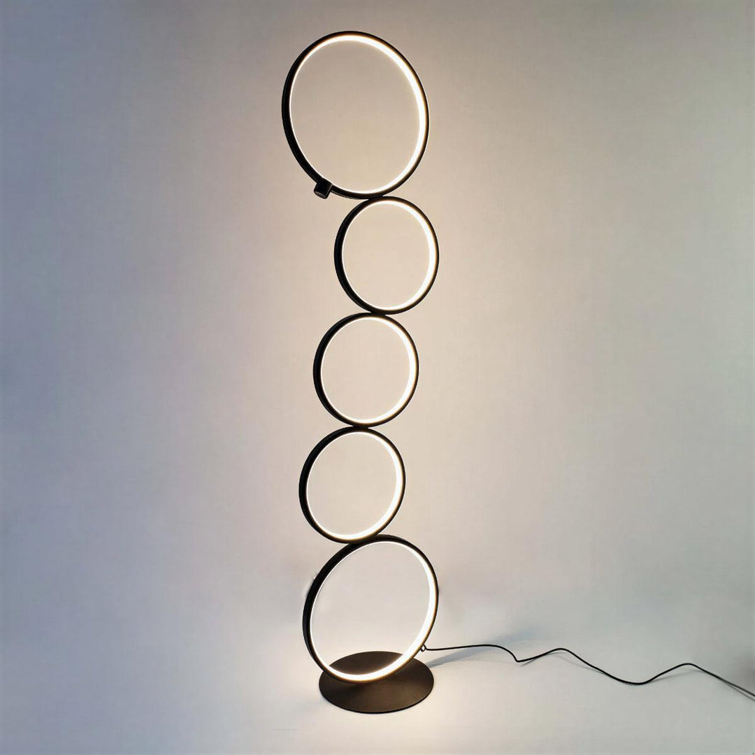 Floor Lamp With Geometric Multi Ring Design And Ambient Lighting