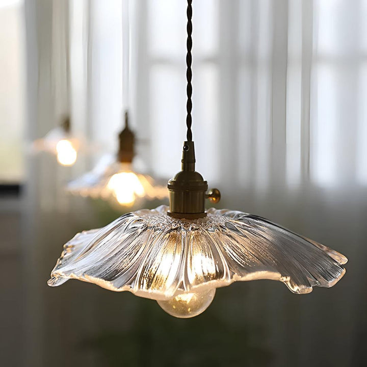 Flower Glass Plug In Pendant Light Hanging Fixture