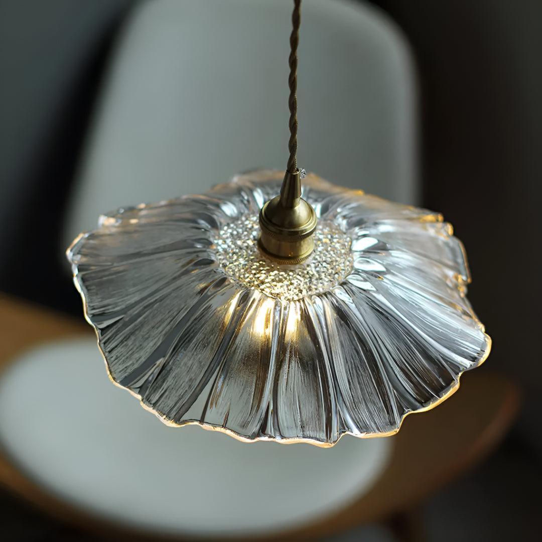 Flower Glass Plug In Pendant Light Hanging Fixture