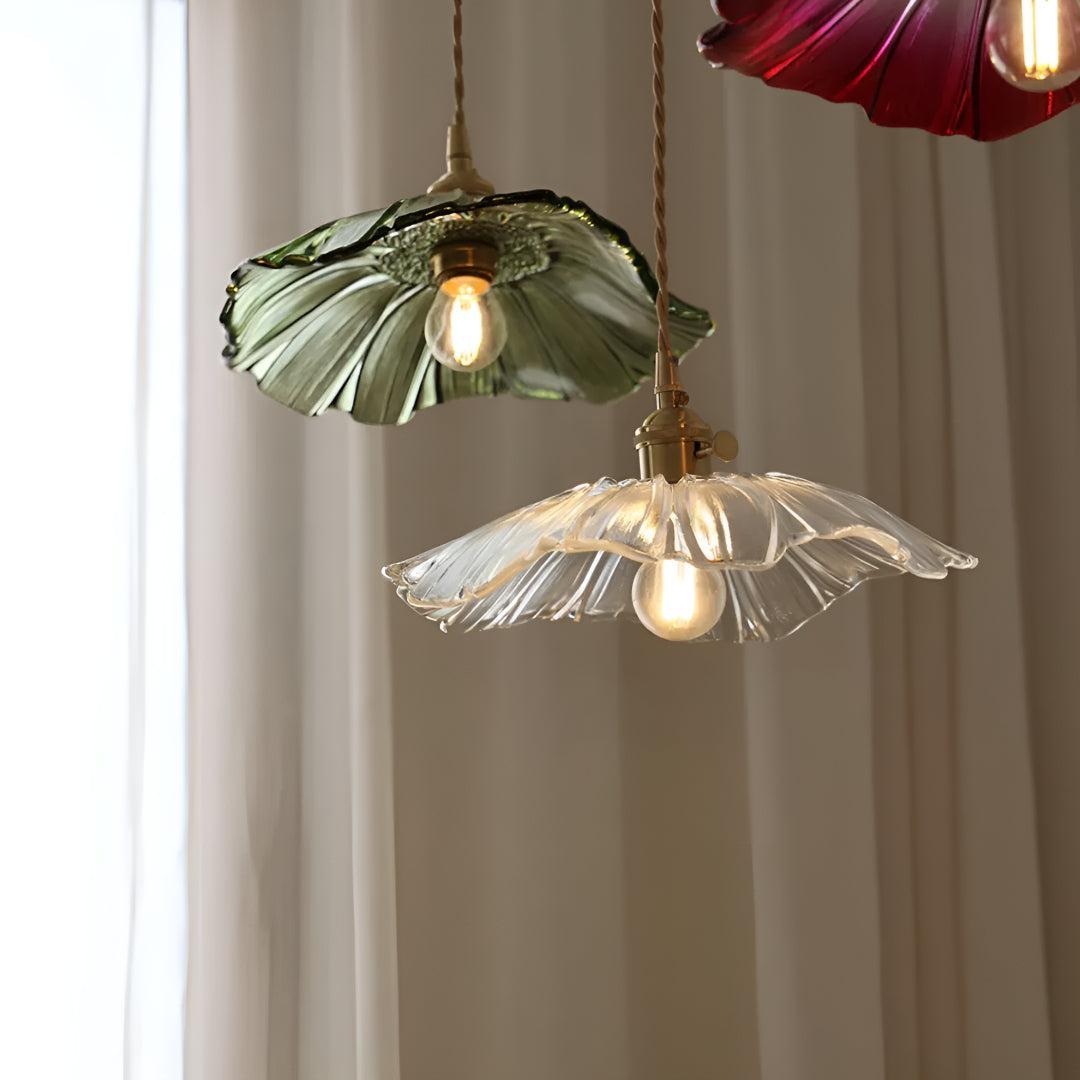 Flower Glass Plug In Pendant Light Hanging Fixture