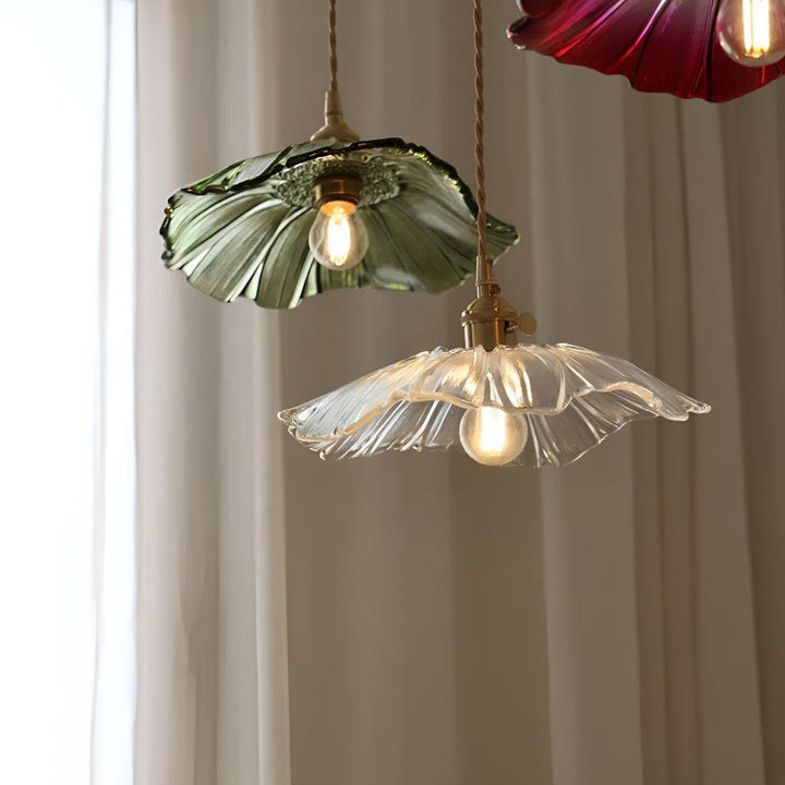 Flower Glass Plug In Pendant Light Hanging Fixture