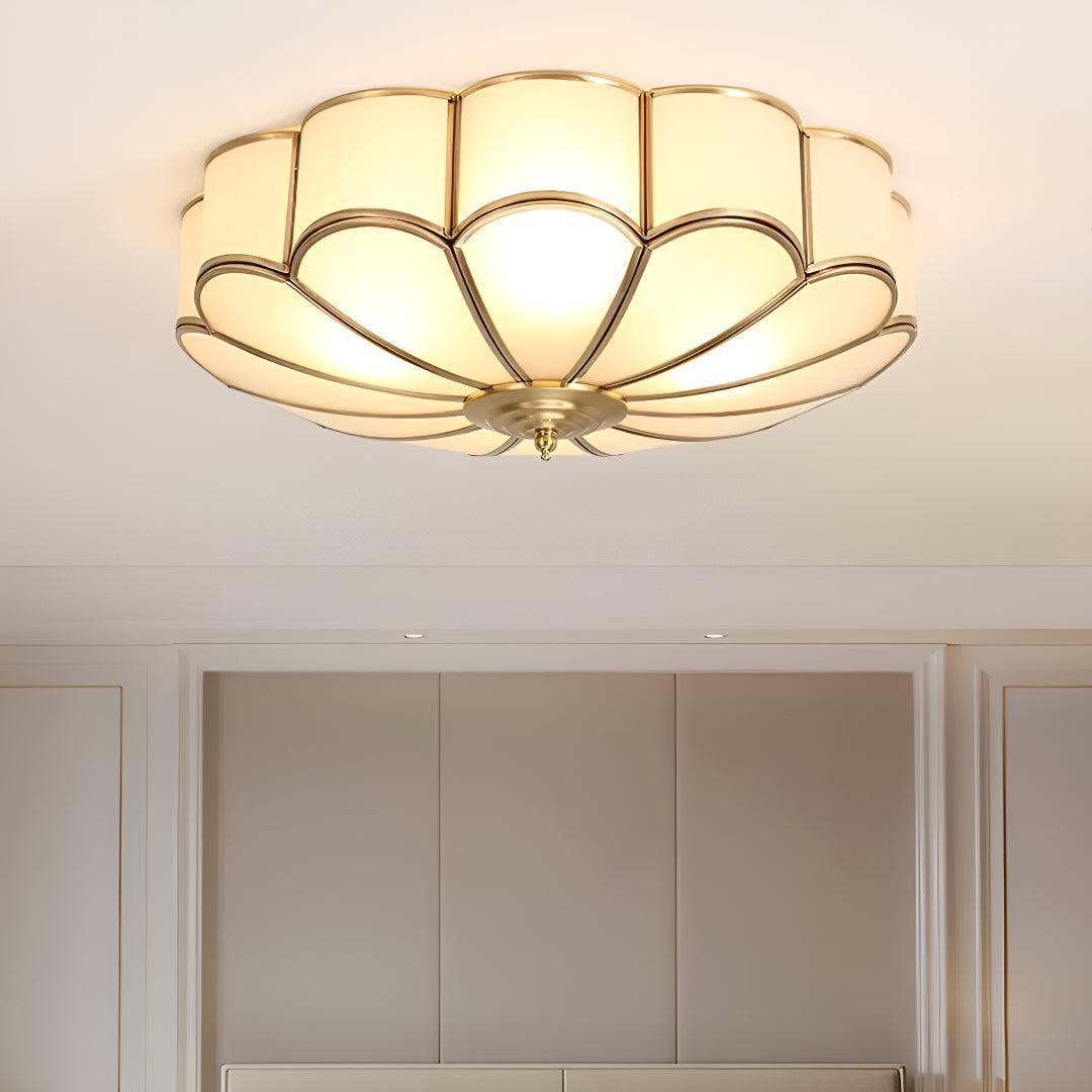 Flower Shaped Art Deco Flush Mount Ceiling Light Fixture