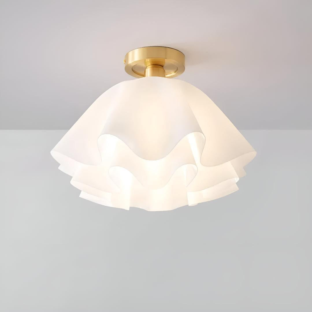 Flush Mount Ceiling Light Fixture With Decorative Pleated Design