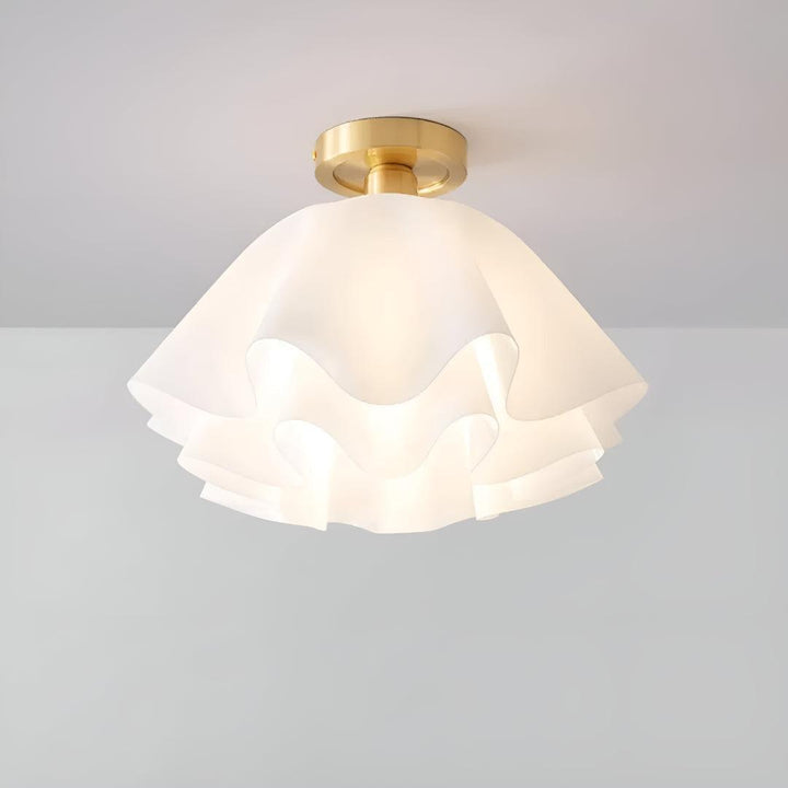 Flush Mount Ceiling Light Fixture With Decorative Pleated Design