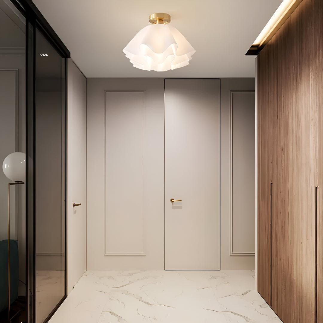 Flush Mount Ceiling Light Fixture With Decorative Pleated Design