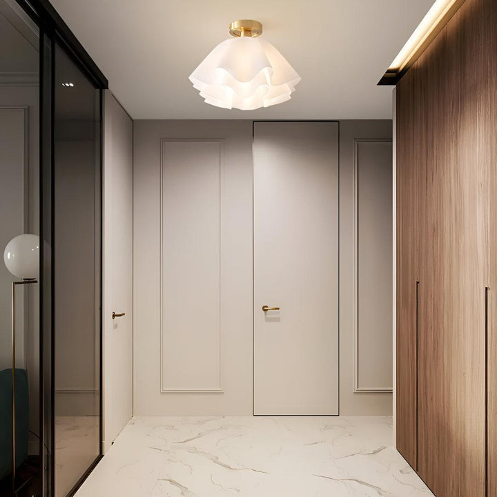 Flush Mount Ceiling Light Fixture With Decorative Pleated Design