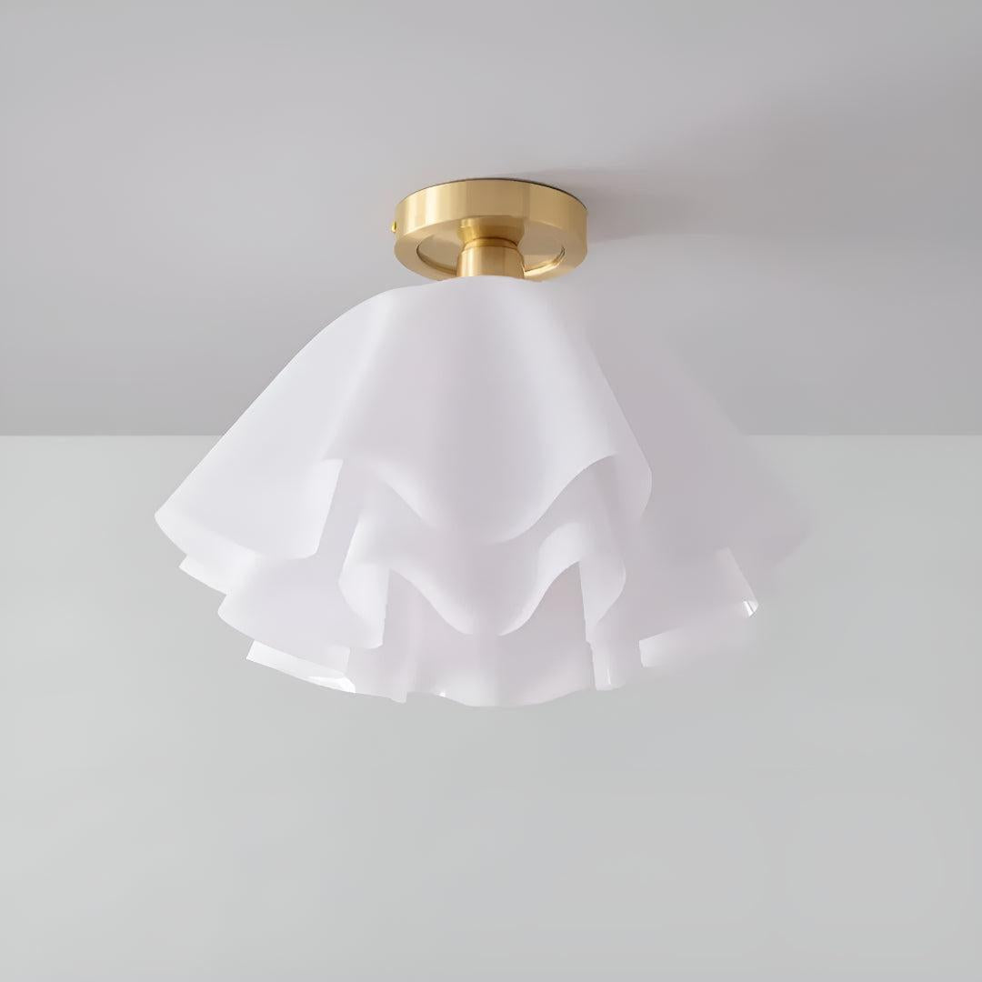 Flush Mount Ceiling Light Fixture With Decorative Pleated Design