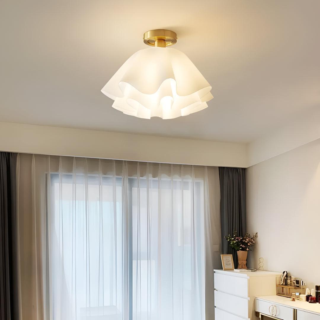 Flush Mount Ceiling Light Fixture With Decorative Pleated Design