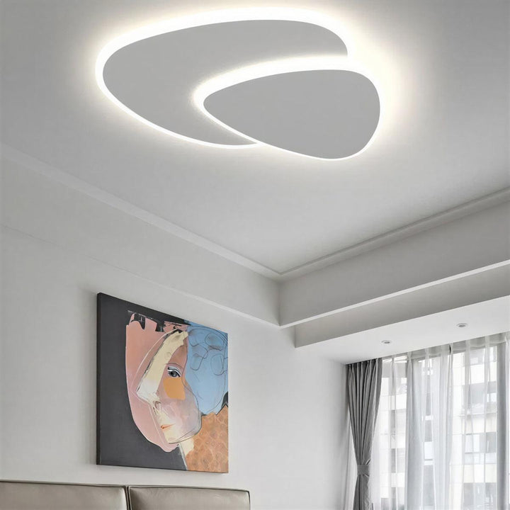 Flush Mount Ceiling Light Fixture With Geometric Double Layered Design