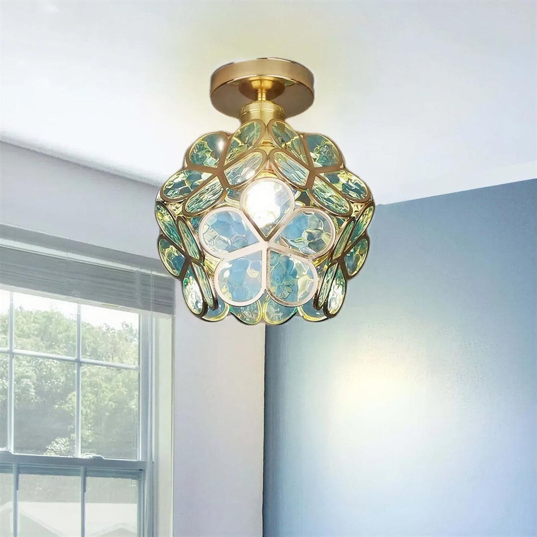 Flush Mount Ceiling Light With Floral Style Design