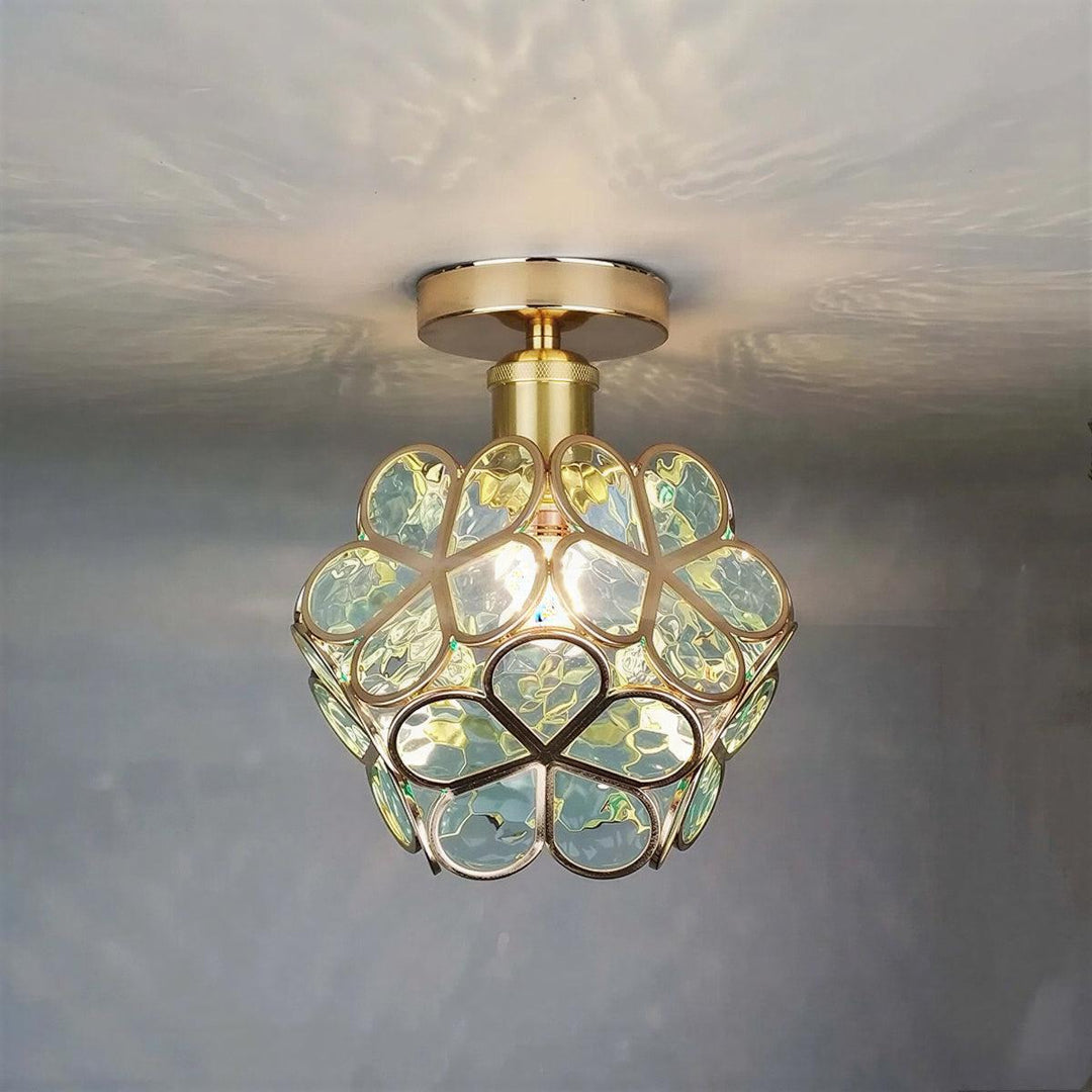 Flush Mount Ceiling Light With Floral Style Design