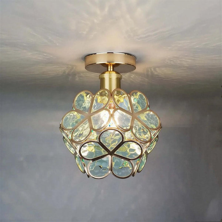 Flush Mount Ceiling Light With Floral Style Design