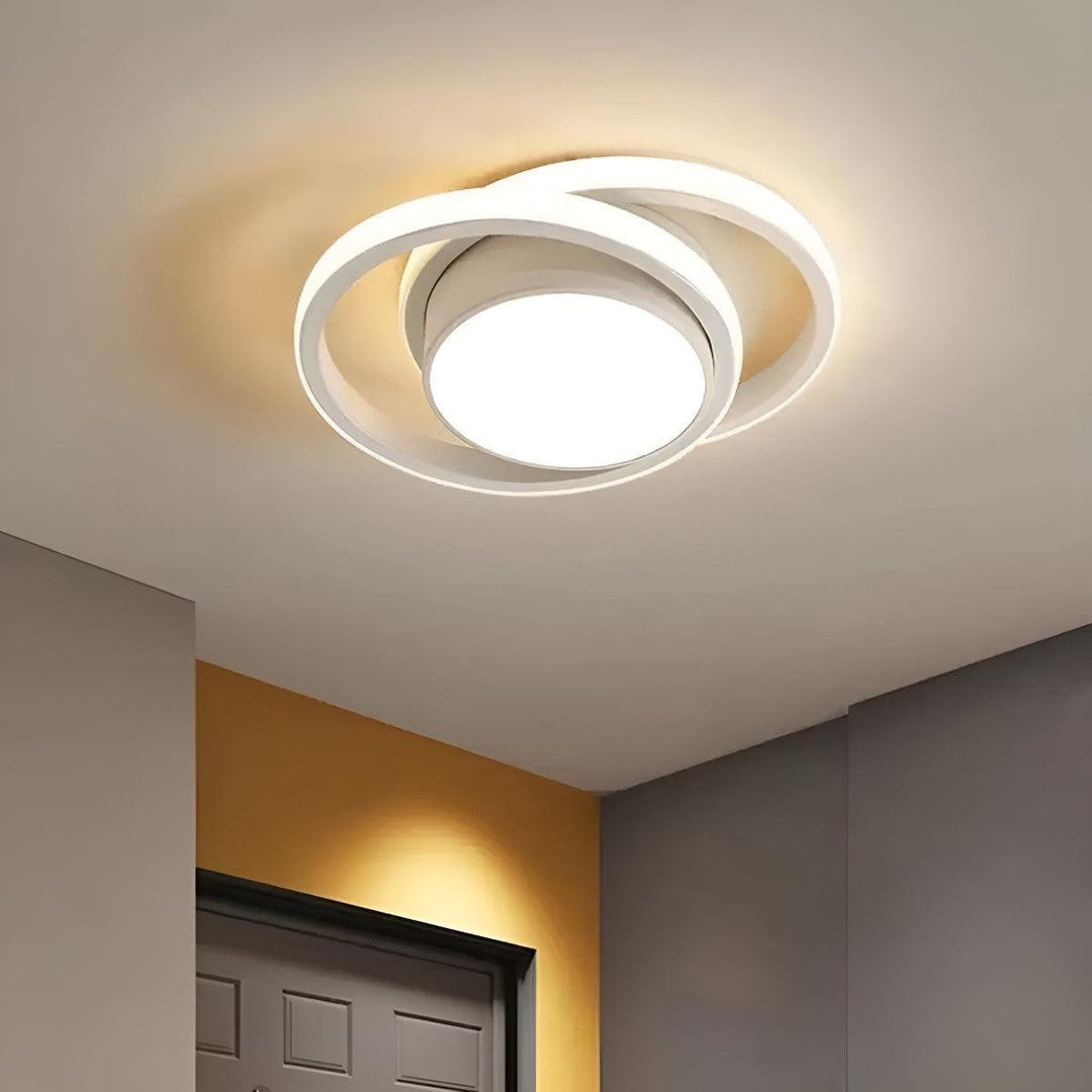 Geometric Flush Mount Ceiling Light Fixture With Double Ring Style