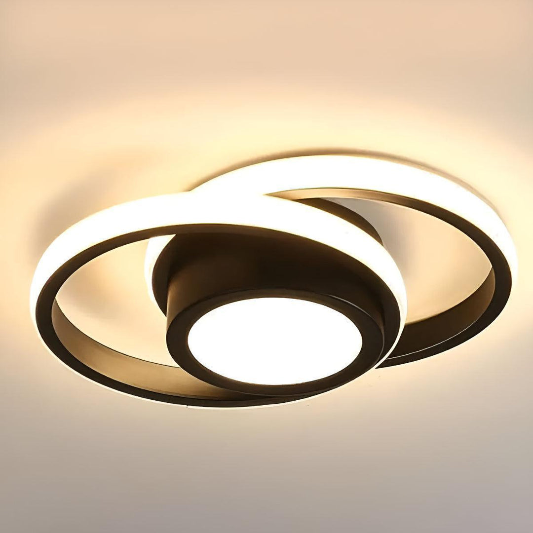 Geometric Flush Mount Ceiling Light Fixture With Double Ring Style