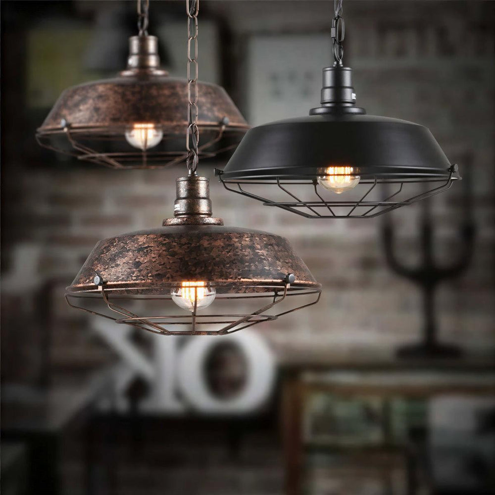 Hanging Pendant Light With Vintage Industrial Ceiling Mesh Lighting