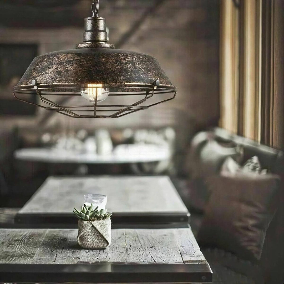 Hanging Pendant Light With Vintage Industrial Ceiling Mesh Lighting