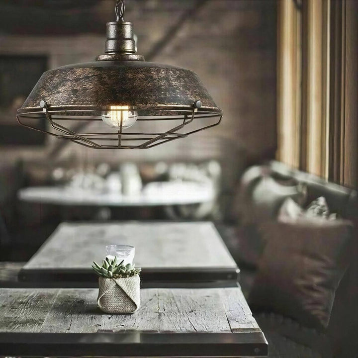 Hanging Pendant Light With Vintage Industrial Ceiling Mesh Lighting