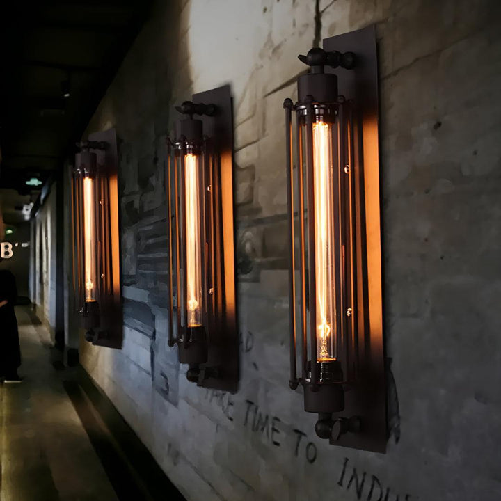 Industrial Vintage Wall Light With Cage Design