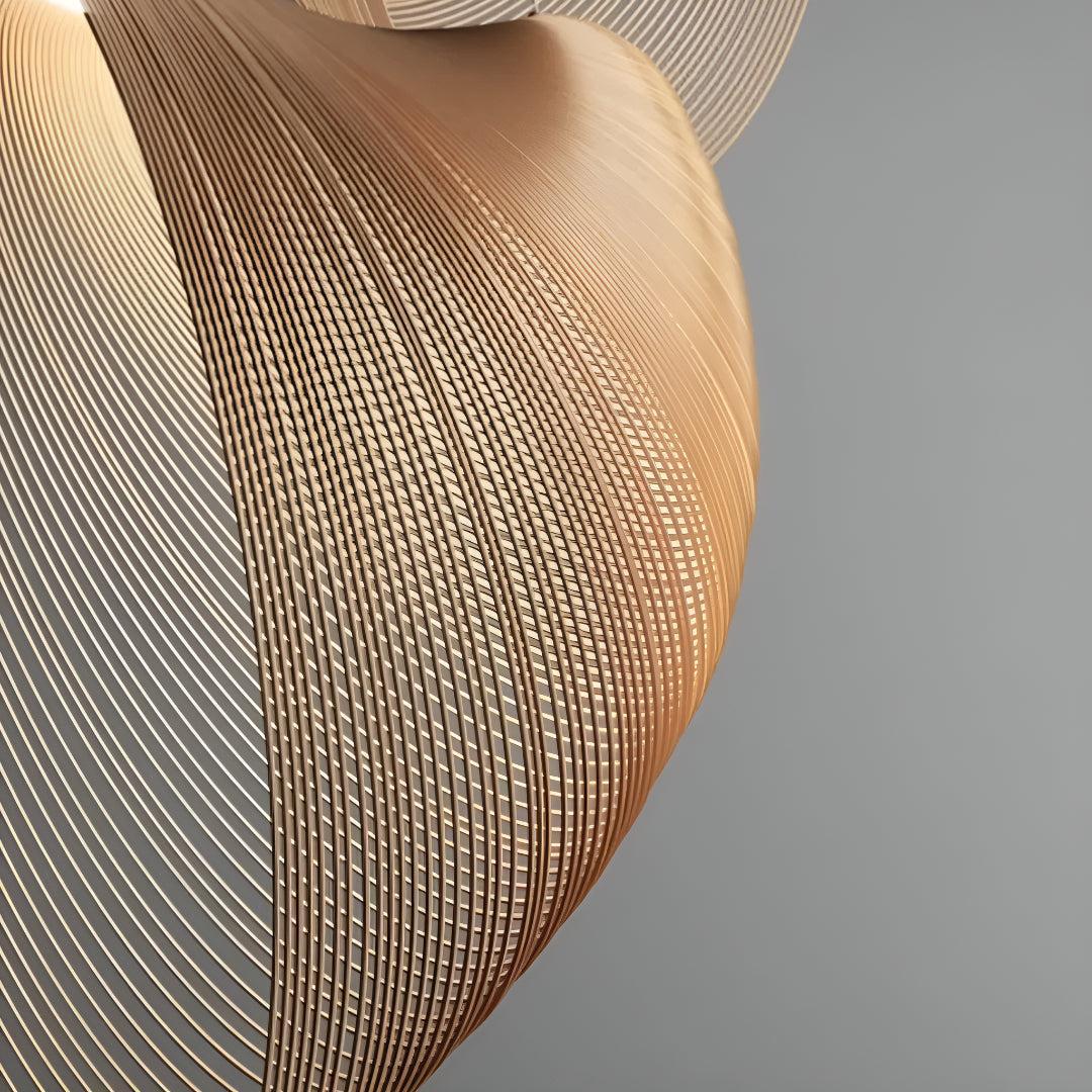 Laser Cut Plywood Pendant Light With Curved Layered Design For Interiors
