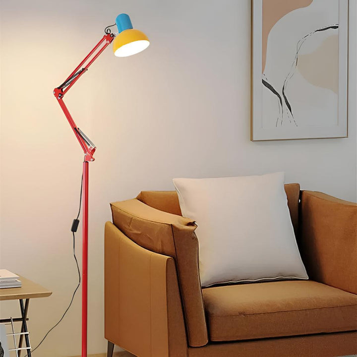 Memphis Adjustable Floor Lamp With Coloured Architect Design