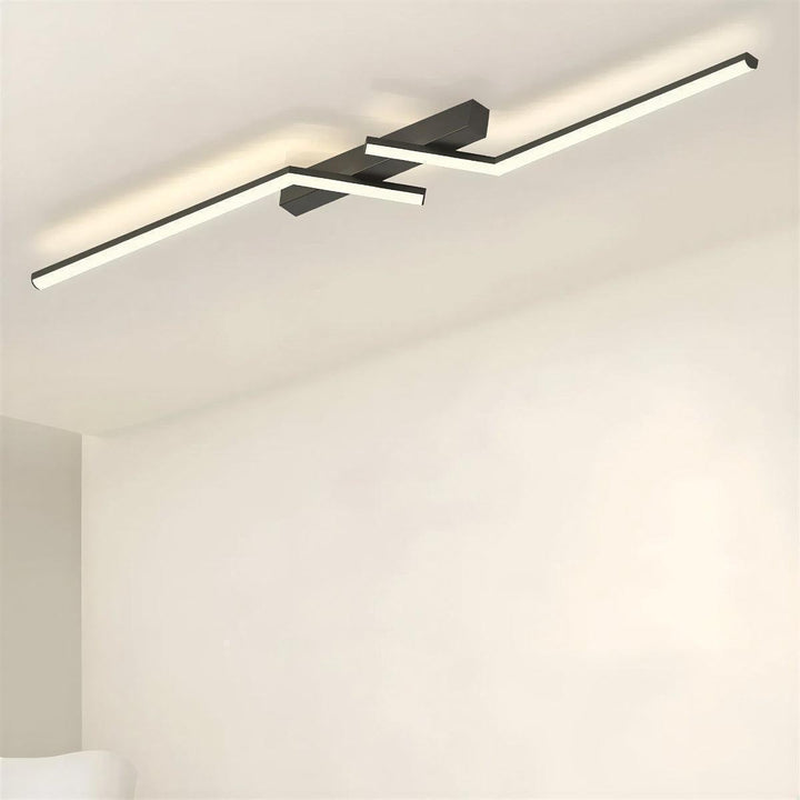 Minimalist Modern Linear Strip Angled Ceiling Light With Flush Mount Design