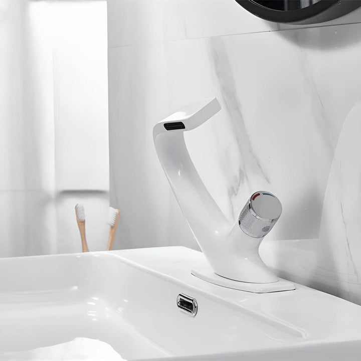 Modern Bathroom Basin Mixer Tap With Single Dial Control