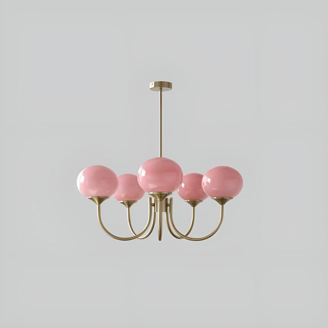 Modern Chandelier Hanging Light Fixtures With Marshmallow Globe Shades