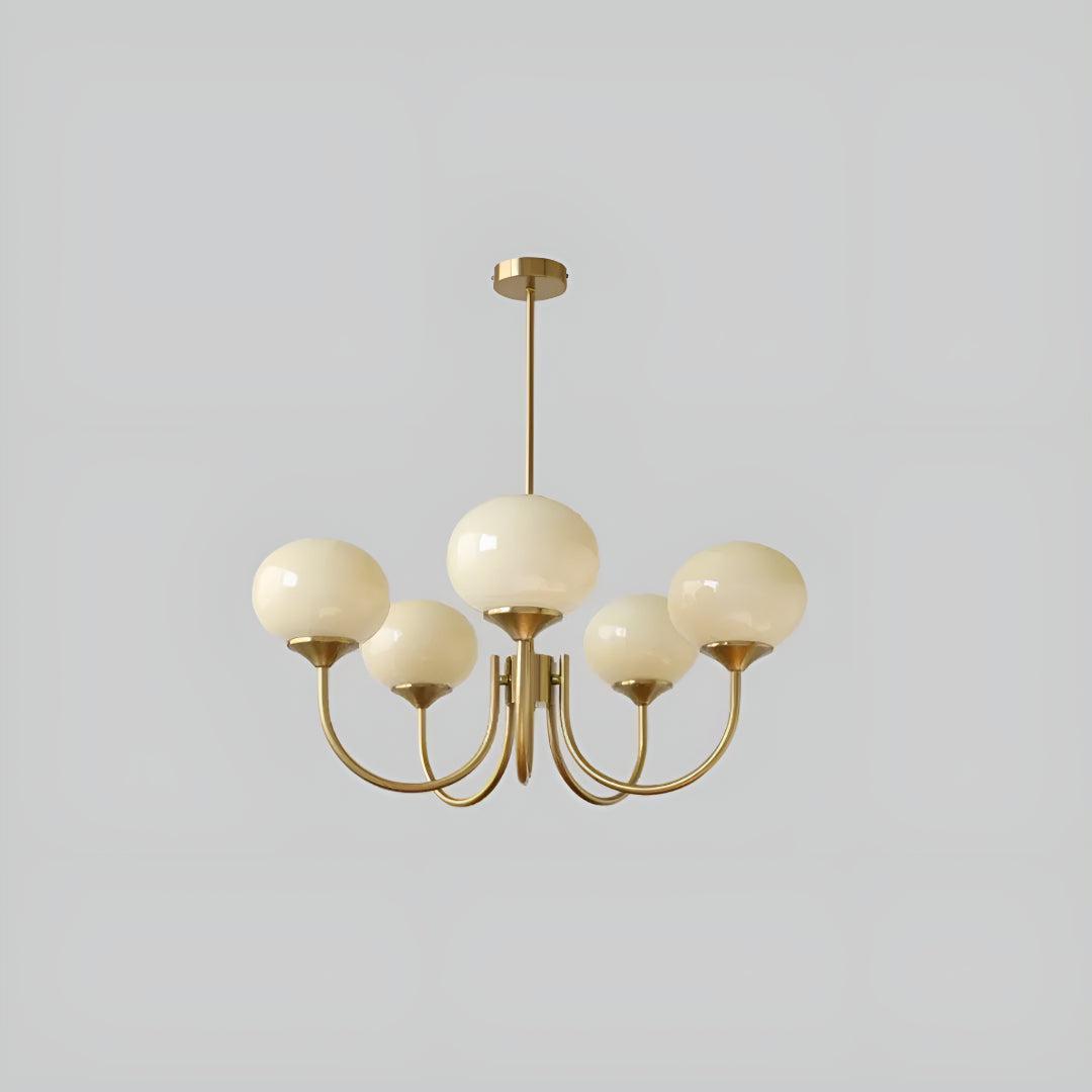 Modern Chandelier Hanging Light Fixtures With Marshmallow Globe Shades