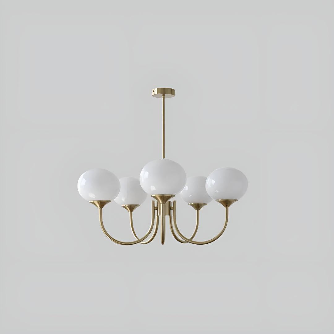 Modern Chandelier Hanging Light Fixtures With Marshmallow Globe Shades