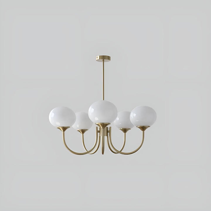 Modern Chandelier Hanging Light Fixtures With Marshmallow Globe Shades
