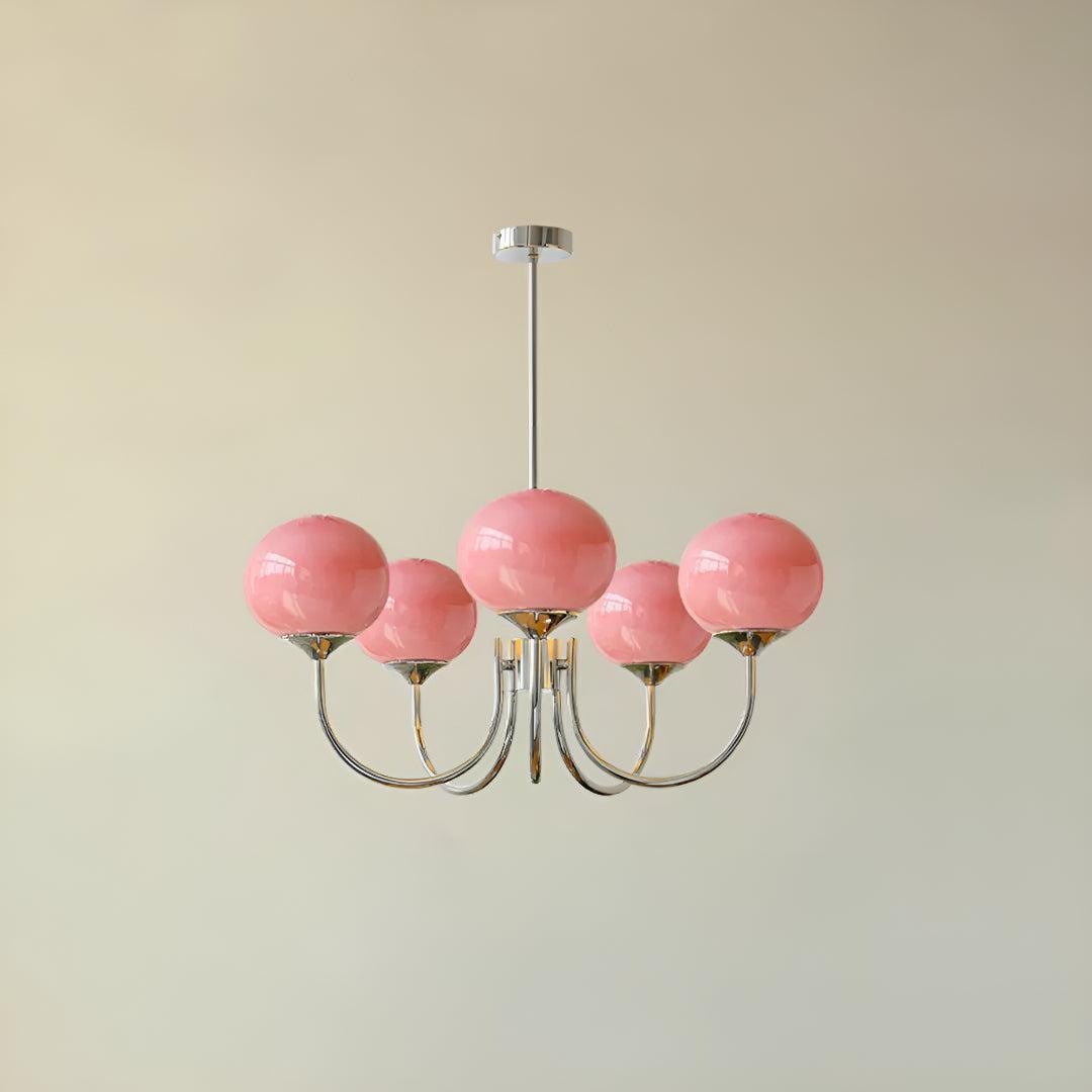 Modern Chandelier Hanging Light Fixtures With Marshmallow Globe Shades
