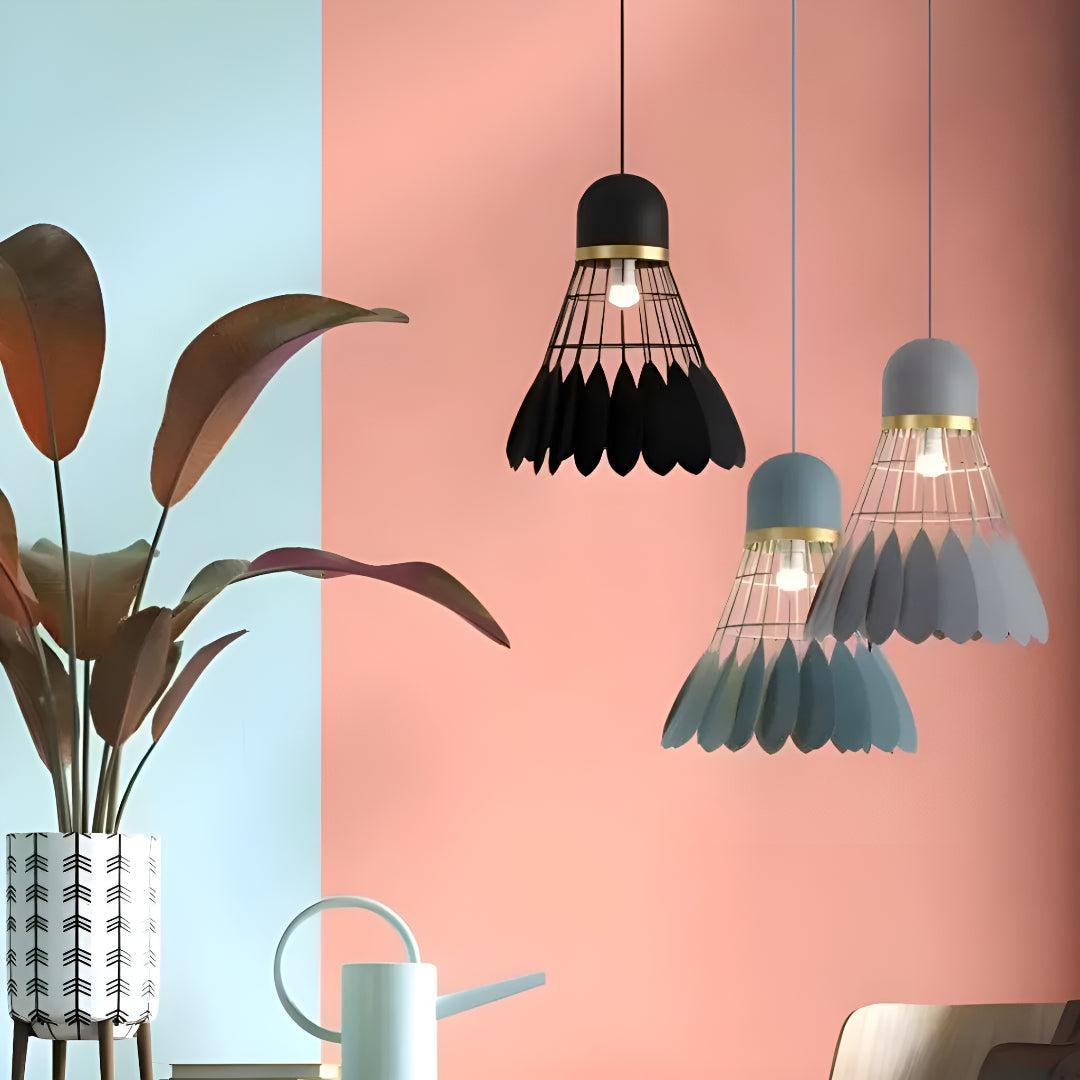 Modern Floral Pendant Lighting with Flower Cage Shade Design