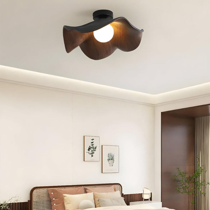 Modern Flush Mount Ceiling Light Fixture With Floral Wave Shape