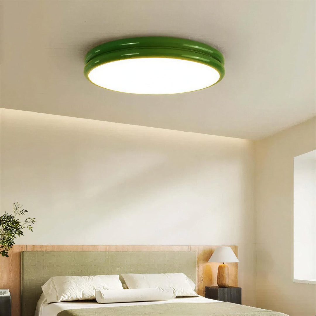 Modern Flush Mount Ceiling Light Fixture With Round Double Layered Silhouette