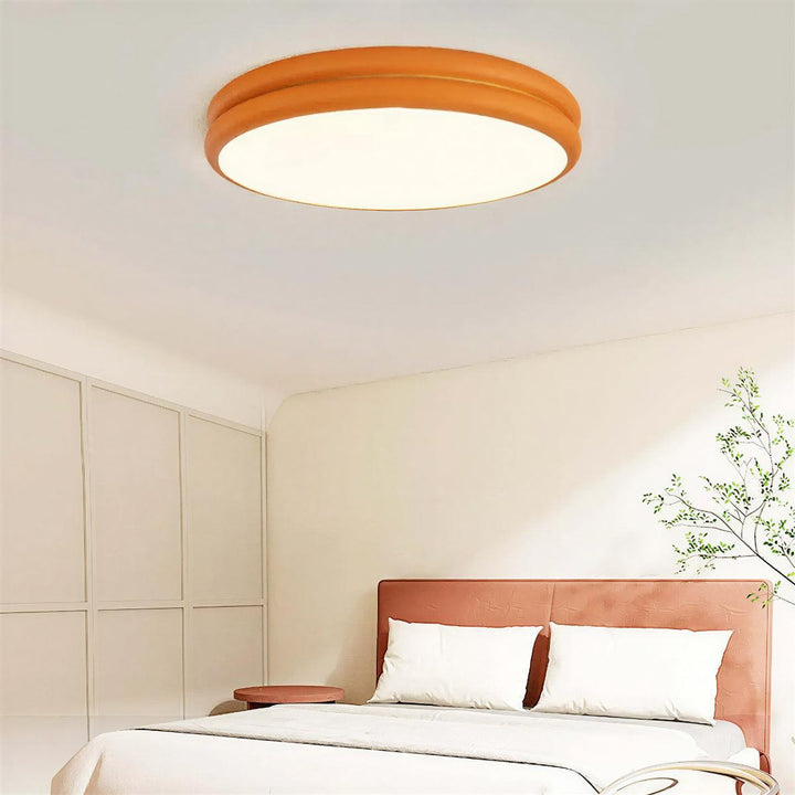 Modern Flush Mount Ceiling Light Fixture With Round Double Layered Silhouette