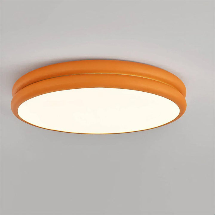 Modern Flush Mount Ceiling Light Fixture With Round Double Layered Silhouette